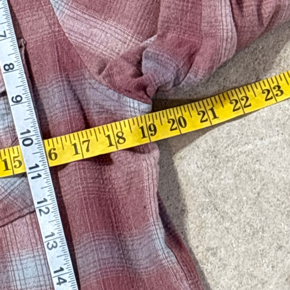 prAna Charley Top Plaid Flannel Shirt Shacket Women’s Medium Pink Gray - Picture 5 of 10